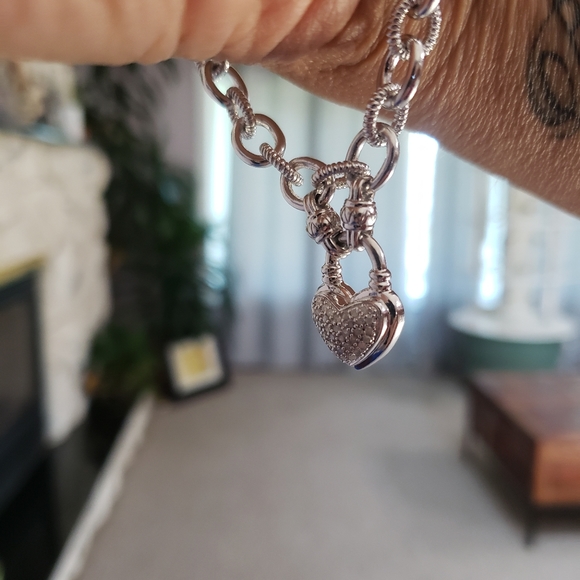 925 Sterling silver necklace & bracelet set. .09TW diamonds in each locket. - Picture 4 of 8